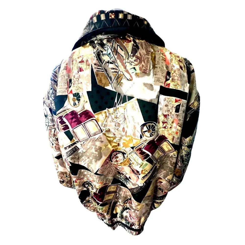 Mureli Small All Silk Wearable Art Vintage Jacket Retro Graphic Print Luxury Chi - Picture 4 of 12